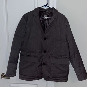 Ike Behar charcoal gray men’s  down Puffy puffer style warm winter coat jacket L